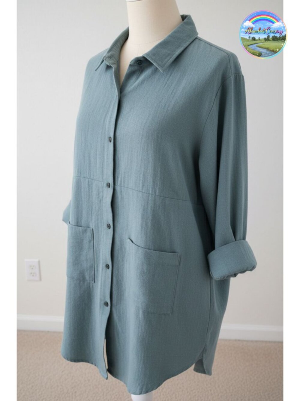 Minibee Womens Linen Shirt Button Down Long Sleeve Tunic Top Loose Fit